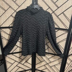 Karl Lagerfeld Black Shimmering Textured Knit Top - XL